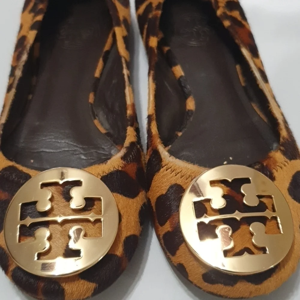 Tory Burch Leopard Print Calf Hair Reva Ballet Flats
